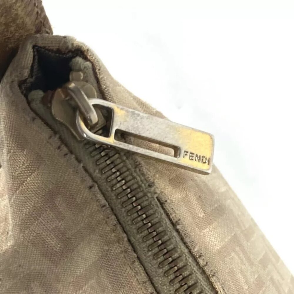FENDI Zucchino Zucca logo bag Shoulder Bag Leather/Canvas Beige - Picture 10 of 14